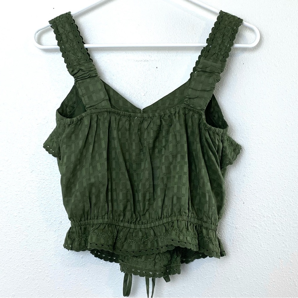 American Eagle Button Front Eyelet Lace Detail Crop Top - XS - Picture 9 of 15